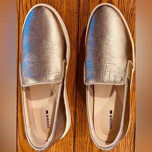 Birdies The Swift Slip On Sneakers, size 8, gold metallic color, leather